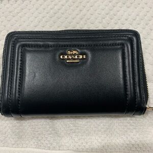 Coach Black and Gold Leather Wallet